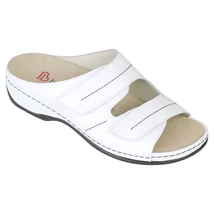 Berkeman Daria fehér két tépőzáras női bőr papucs, kivehető béléssel.