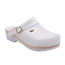 Scholl Clog S Comfort férfi bőr bükkfa klumpa. Az eredeti fából készült klumpa technológiája a felsőrész és a talp anatómiai kiképzése megfelelő helyzetben tartja a lábat.