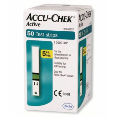 Accu-Chek Active 50x tesztcsík az Accu-Chek Active vércukormérővel történő kvantitatív vércukorméréshez használandók friss kapilláris vérből.