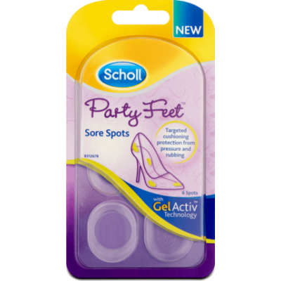 Scholl Party Feet gélpárna az érzékeny pontok védelmében. Egész napos védelmet nyújt a nyomás és kidörzsölés ellen.