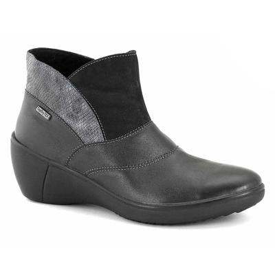 Romika Savona 01 black női kényelmi bokacsizma, bőr felsőrésszel, meleg textillel bélelt béléssel